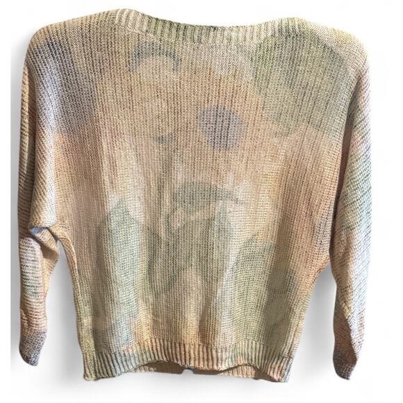 SIONI Sunflower Print Loose Knit Long Sleeve Lightweight Blush Sweater Size Med - Picture 2 of 4